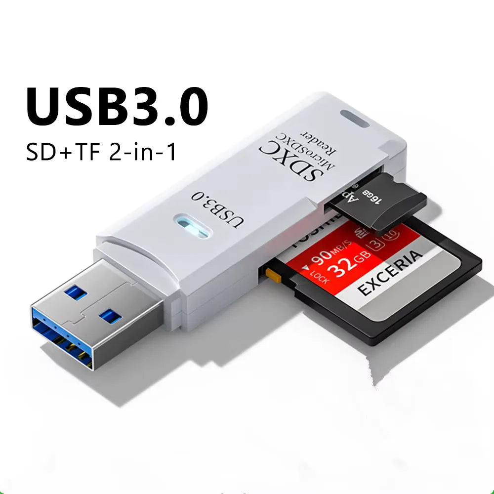 NNBILI 1-2pcs Card Reader USB3.0/2.0 To SD TF Memory Adapter High Speed TF Memory 2 IN 1 Card Reader For PC Laptop Accessories