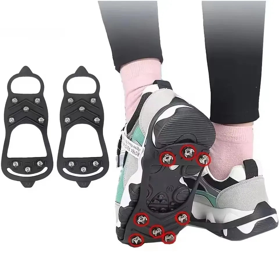 1Pair Shoe Spikes for Snow Footwear Winter Grip Walk Traction Cleats 8-Teeth for Outdoor Enthusiasts Men Women Adults Climbing