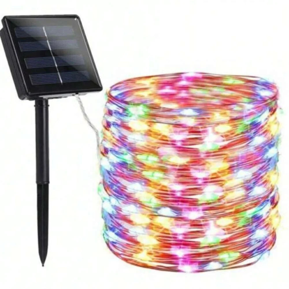1pc 50/100/200/300LED Solar Fairy Lights Outdoor,8 Modes Copper Wire LED Light String,Holiday Party Garden Decoration Light