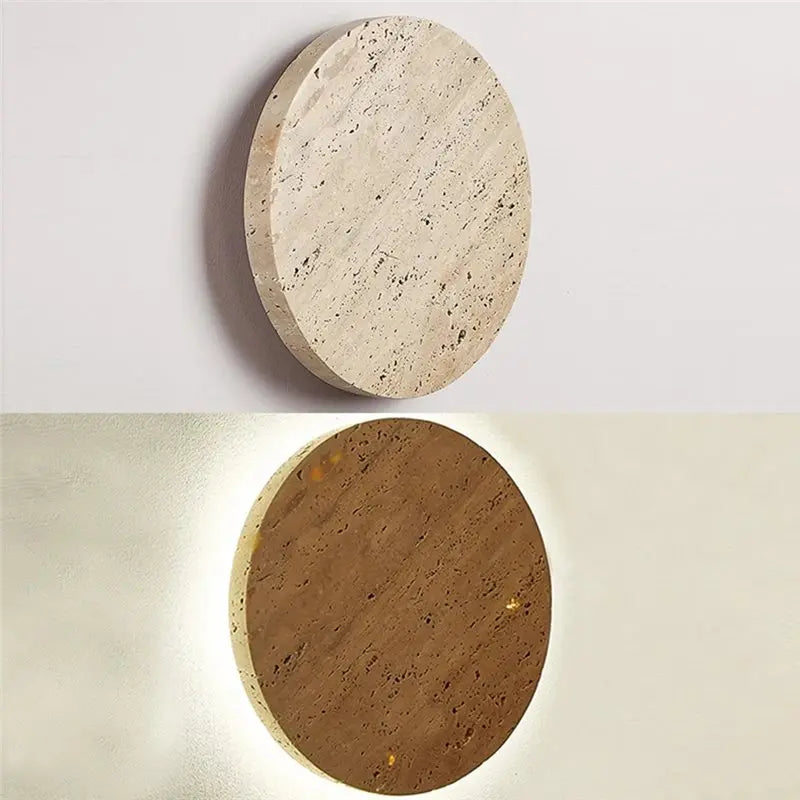 A03F-Outdoor LED Wall Light Waterproof Yellow Travertine Stone For Garden Villa Fence