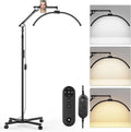 Adjustable Half Moon Lash Lamp with Phone Holder, 57"-80" Height, 360° Rotating for Eyelash Tech & Tattoo