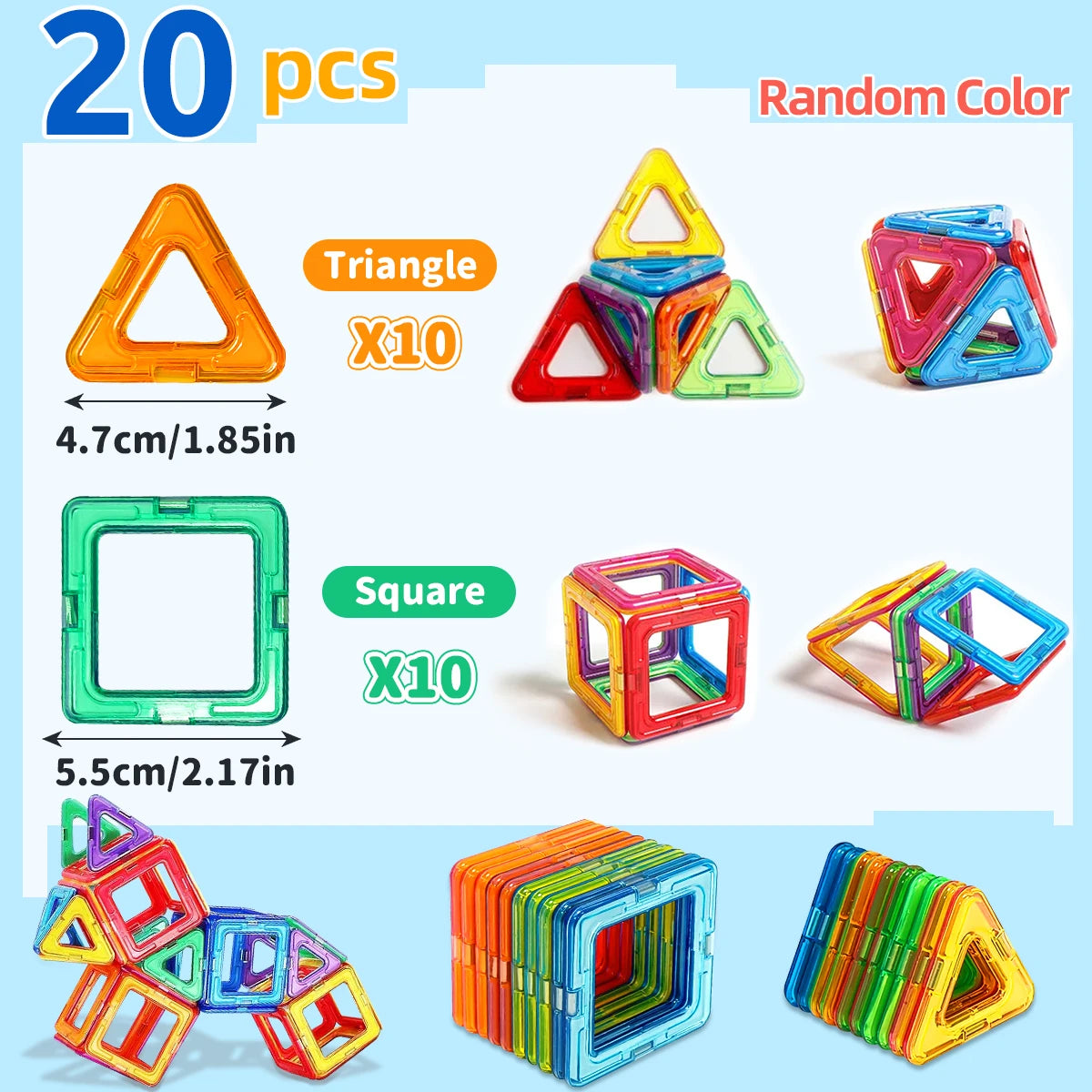 Medium Size Magnetic Block Building Toy Set，Creative Construction STEM Toy,Back-to-School Season, Birthday Gift