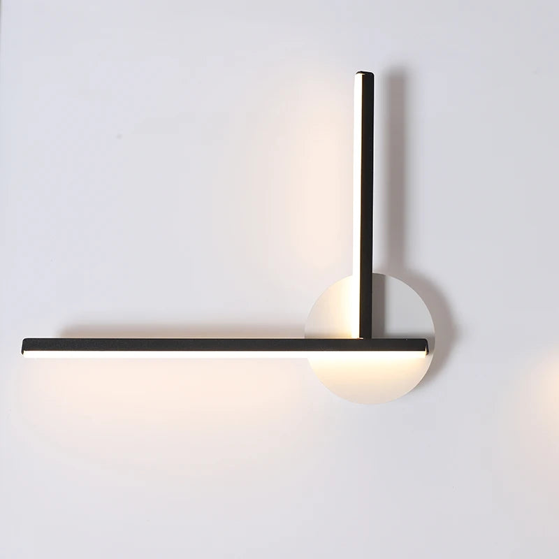 Modern Nordic LED Wall Lamp, Minimalist Black Geometric Sconce for Bedroom Bedside Living Room Decor, Creative Home Light
