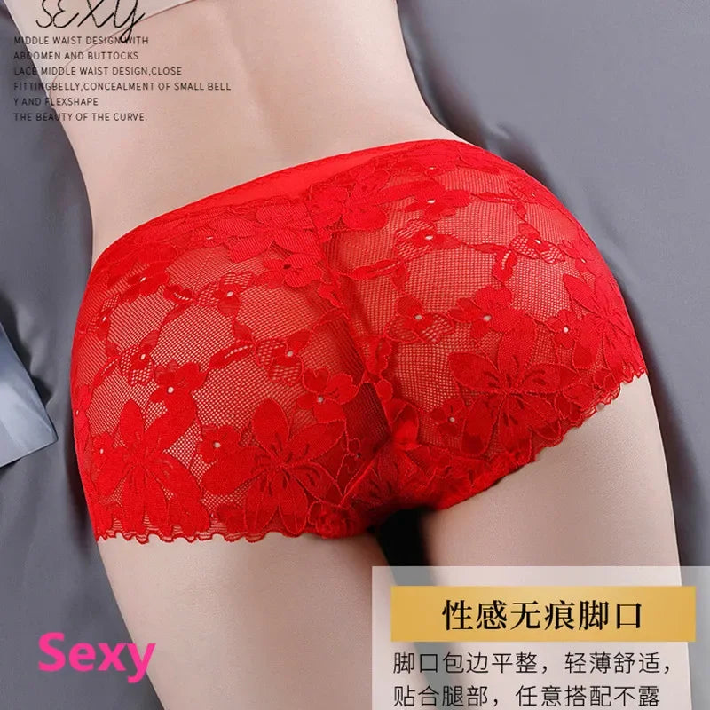 Sexy lingerie for women underwear cutout lace  floral panties Plus size ropa mujer high waist sheer mesh  interior femenina