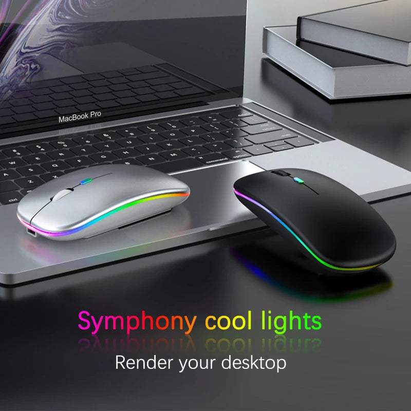 Wireless Mouse Rechargeable Silent LED Backlit Mice PC Laptop Computer Mous 2.4Ghz Receiver Bluetooth Dual Mode Optical Mice