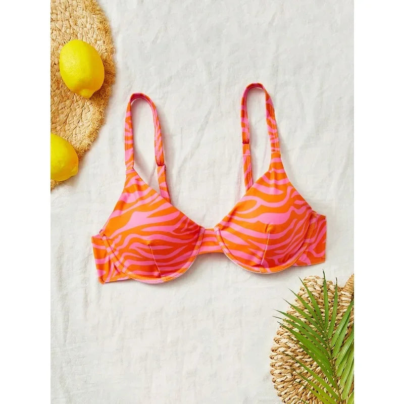New summer vacation leopard print bikini set, summer vacation beach swimming bikini setev