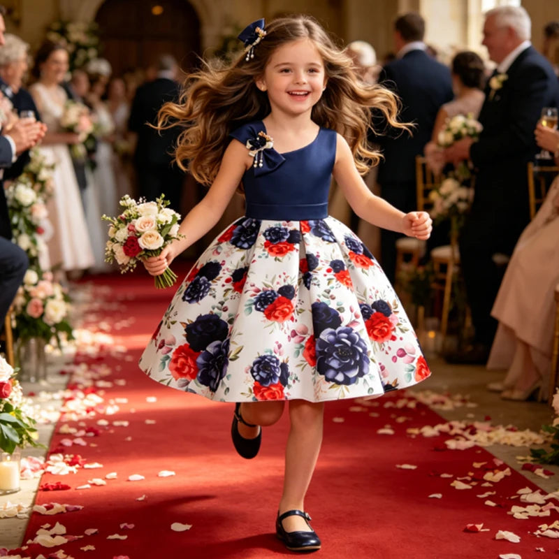 Big Bow Flower Girls Wedding Dresses For Girls Baby Children Dress Evening Party Tutu Princess Dress For Kids 3 5 10 Years