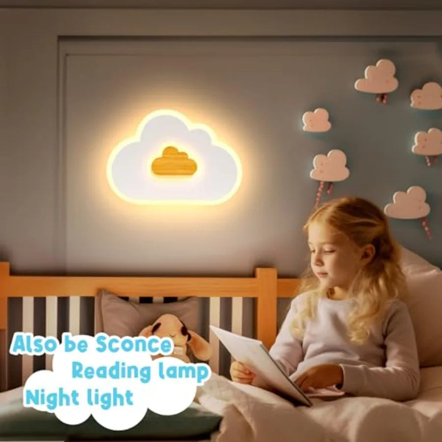 LED Ceiling Light Fixture Dimmable Cloud Lights for Ceiling with Remote Control 20W Creative Wooden Bedroom Ceiling Lamp for Ro