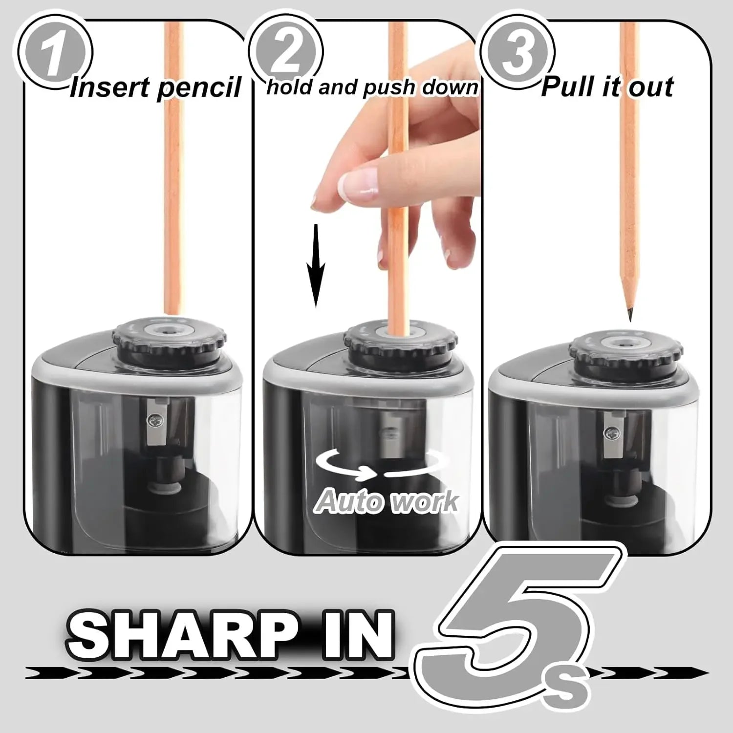 TENWIN Electric Sharpener Desktop Automatic Portable Pencil Sharpener Suitable To Pencils 6-8mm for Students School Stationery