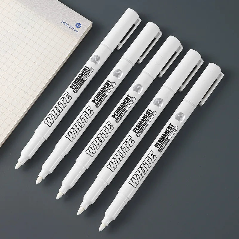 New 1/2/3PCS Waterproof Metal Marker Permanent White Paint Pen Washing Art Painting Graffiti Pens Fabric Wood Leather Marker1MM