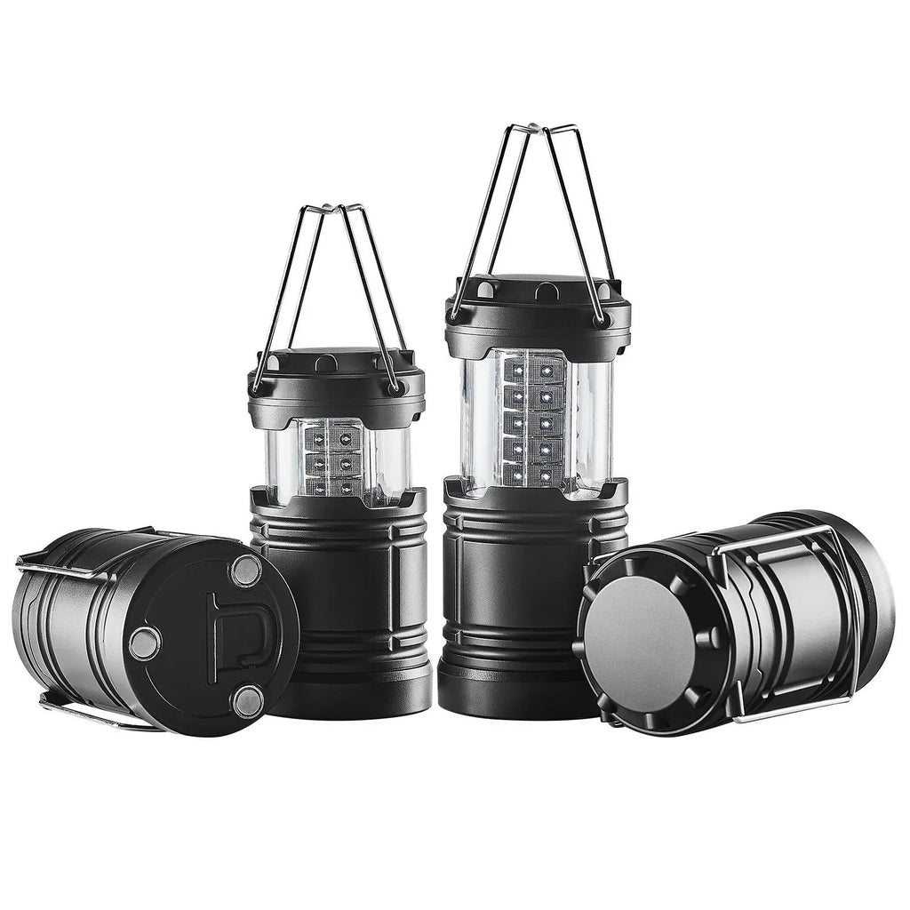Set of 4 Collapsible LED Camping Lanterns w/Foldable Hook & Magnetic Base,Battery Powered Camping Lights(Batteries Not Included)