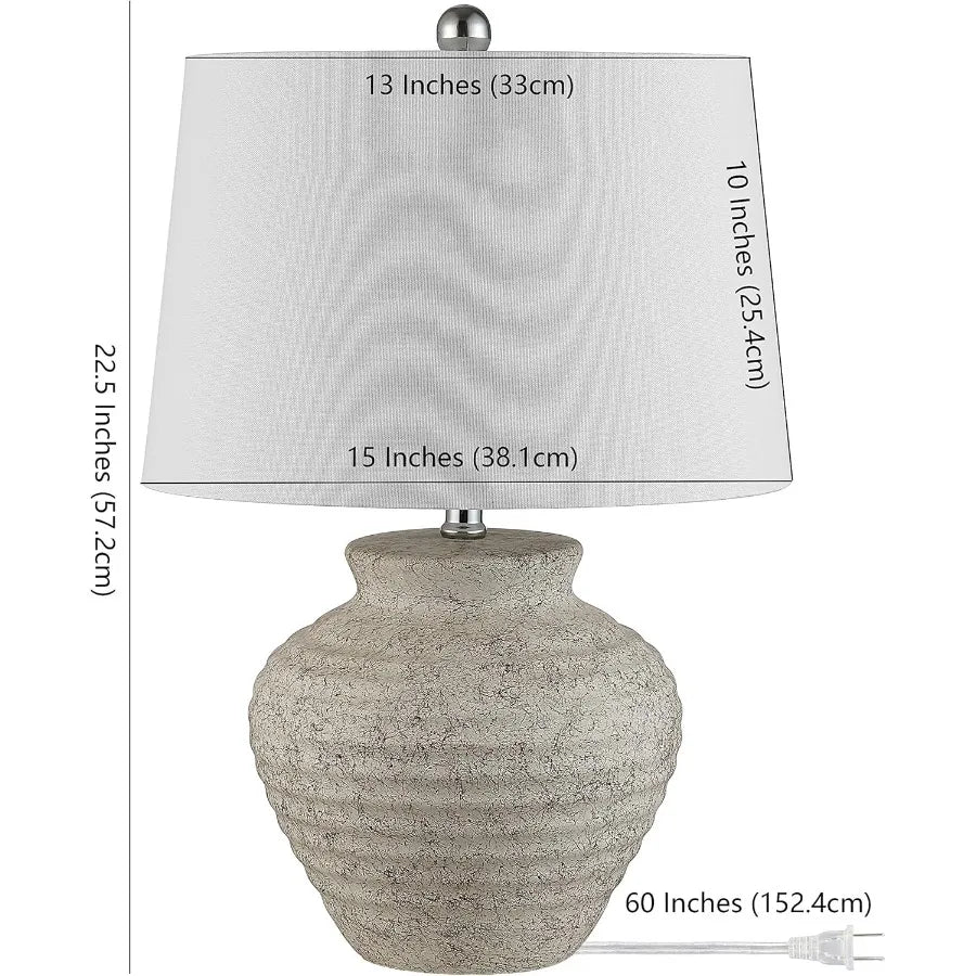 Lighting Collection Ledger Rustic Farmhouse Light Grey Ceramic 23-inch Bedroom Living Room Home Office Desk Nightstand Table La