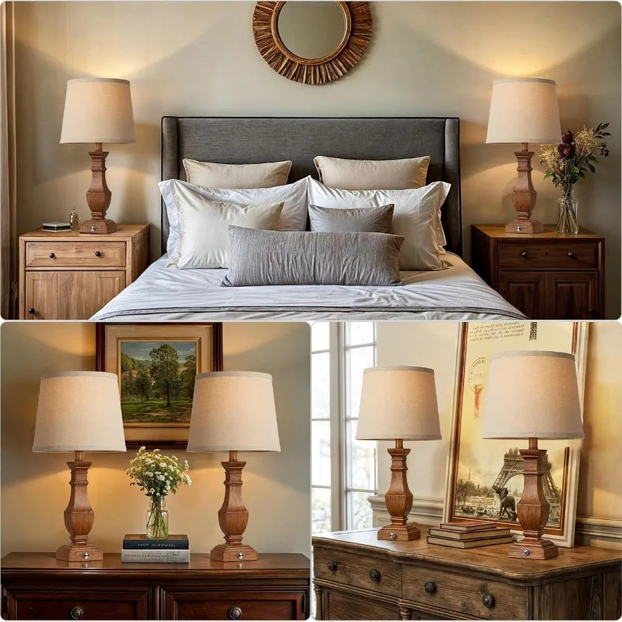 Dimmable Table Lamps Set of 2 Rustic Farmhouse Table Lamps for Living Room Bedroom Bedside Desk Lamps for end Tables Touch Lamp