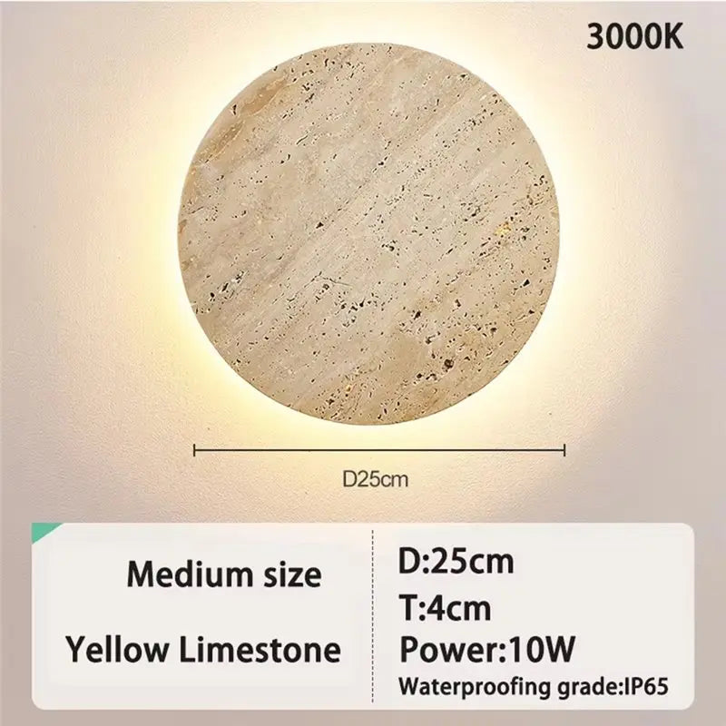 A03F-Outdoor LED Wall Light Waterproof Yellow Travertine Stone For Garden Villa Fence