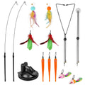 2 Cat Wand Toys with Suction Cup Double Head Interactive Cat Feather Toy