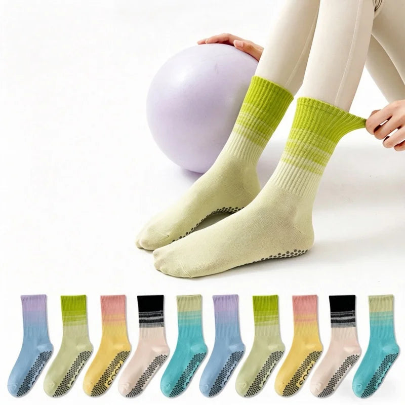 Dreamlikelin 1 Pair Women's Mid-Calf Yoga Socks, Professional Fitness & Pilates Socks Silicone Anti-Slip Grip Breathable Socks