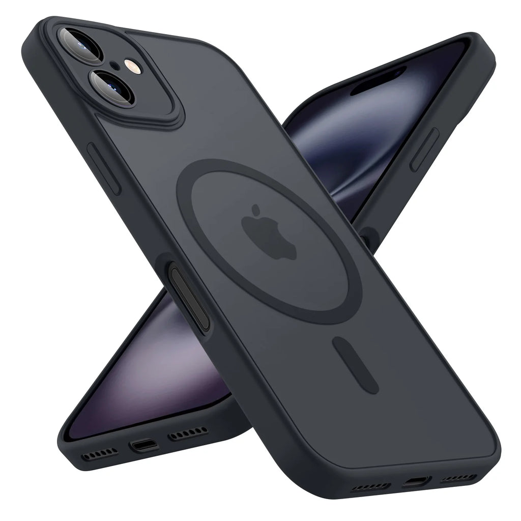 Luxury Magnetic Matte Translucent Armor Shockproof Case For iPhone 11 12 13 14 15 16 For Magsafe Wireless Charge Cover