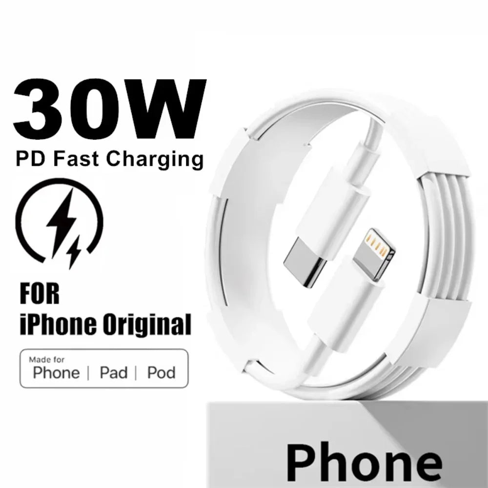 30W PD Fast Charging Cable for iPhone 14 13 12 mini 11 Pro XS Max XR X 8 7 Plus SE Cable 1m 1.5m 2m 3m