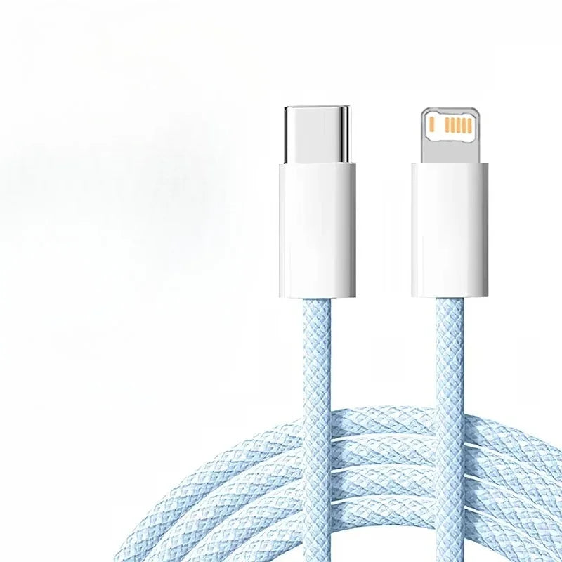 Braided 35W Fast Charge PD Cable For iPhone 13 14 Pro Max 11 12 mini X XR XS Max 7 8 Plus Quick Charging USB-C Data Cables 1m 2m