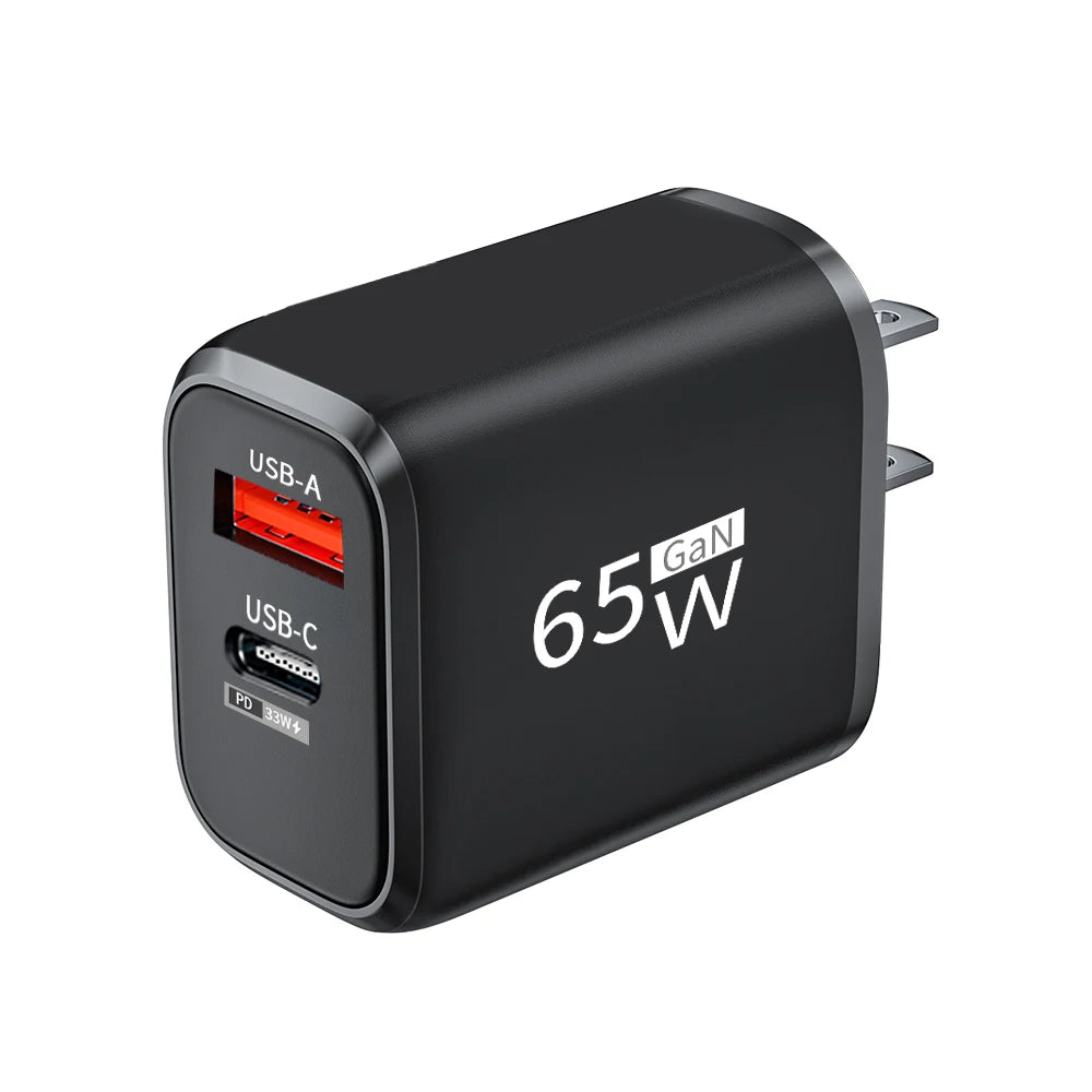 PD 65W GaN Type C USB Mobile Phone Charger Fast Charging Power Adapter For iPhone Samsung Hawei Xiaomi Quick Charge Wall Charger