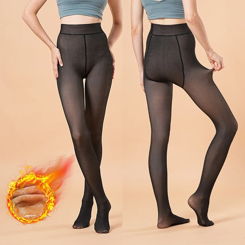 Women Thermal Tights Translucent Winter Warm Stockings Fleece Elasticity Thick Woman Pantyhose Sexy Slim High Waist Leggings