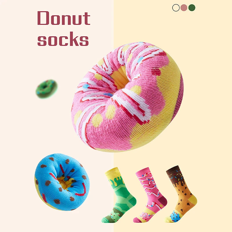 Mid-Calf Socks For Men And Women, Novelty And Fun Colorful Pink Donut Gift Box Socks, Comfortable And Breathable
