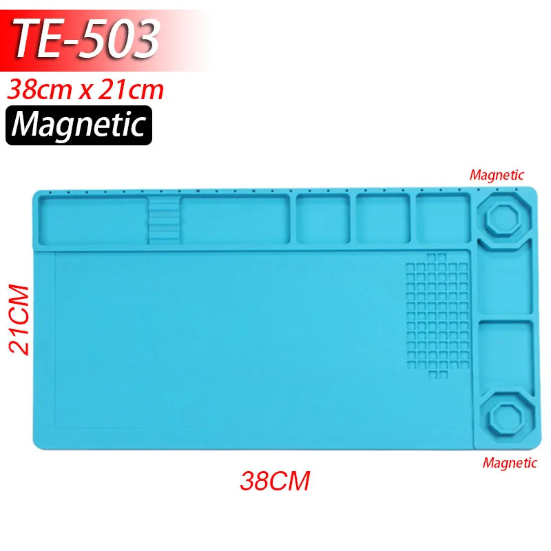 Magnetic Mat Silicone Repair Mat Circuit Board Soldering Pad Heat Resistant 932°F Anti-Static for ESD Iron Phone Repair