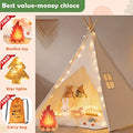 Tiny Land Teepee Tent for with Star Lights, Foldable Play Tent for Girls and Boys, Washable Indoor Toddler Tent, Cozy Warm Read