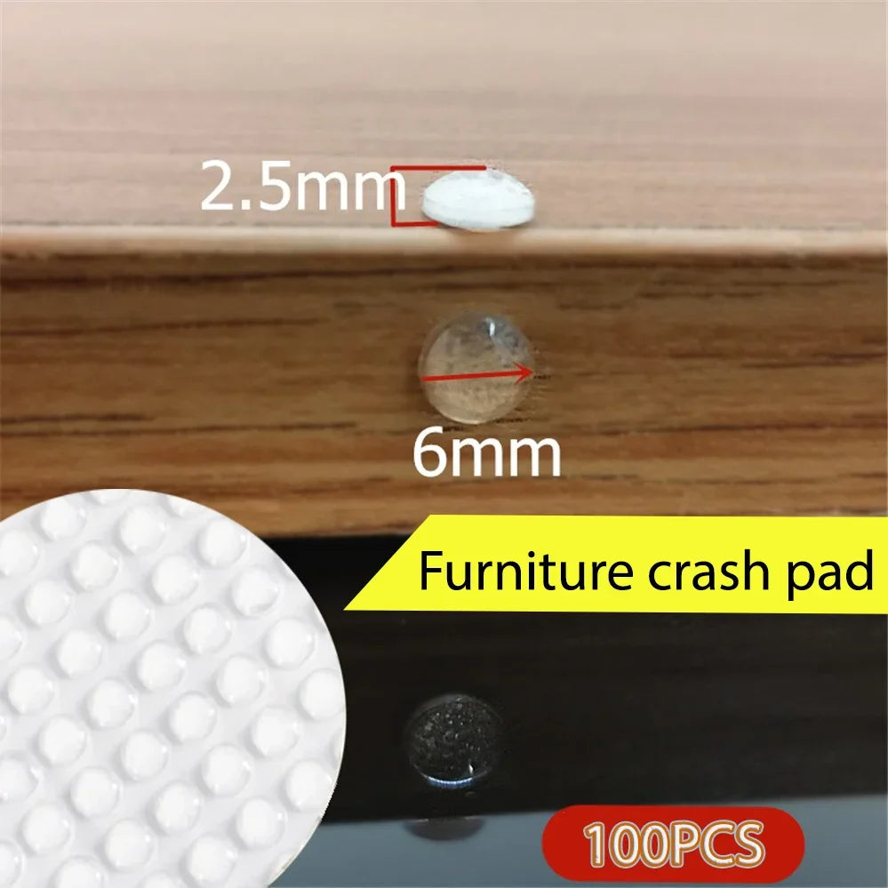 100Pcs Self Adhesive Door Stopper Rubber Damper Buffer Cabinet Bumpers Silicone Furniture Pads Cushion Protective Pads 6x2mm