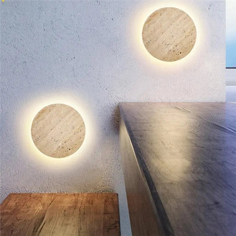 A03F-Outdoor LED Wall Light Waterproof Yellow Travertine Stone For Garden Villa Fence