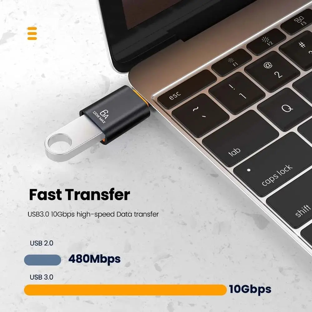 6A USB To Type C OTG Adapter 120W USB-C Male To Type-c Female Charger Converter for Macbook Samsung Data Transfer 1pc 2pcs
