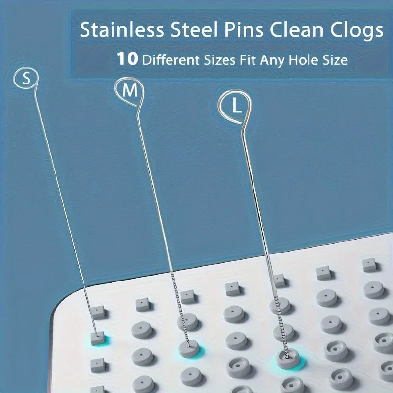 10 Stainless Steel Needle Shower Head Cleaning Brush Set, Suitable for Multi Size Shower Heads,bathroom Accessory Cleaning Tools
