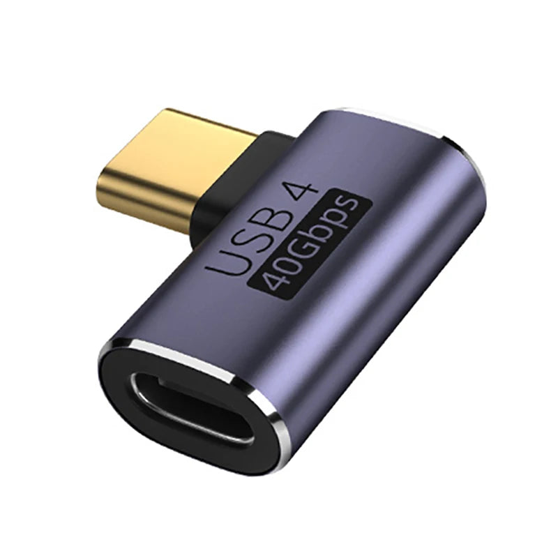USB4.0 40Gbps OTG type C 90 degree Adapter 100W 5A USB C to Type C Fast Charging Converter USB C Data Adapter For Macbook 8K60HZ