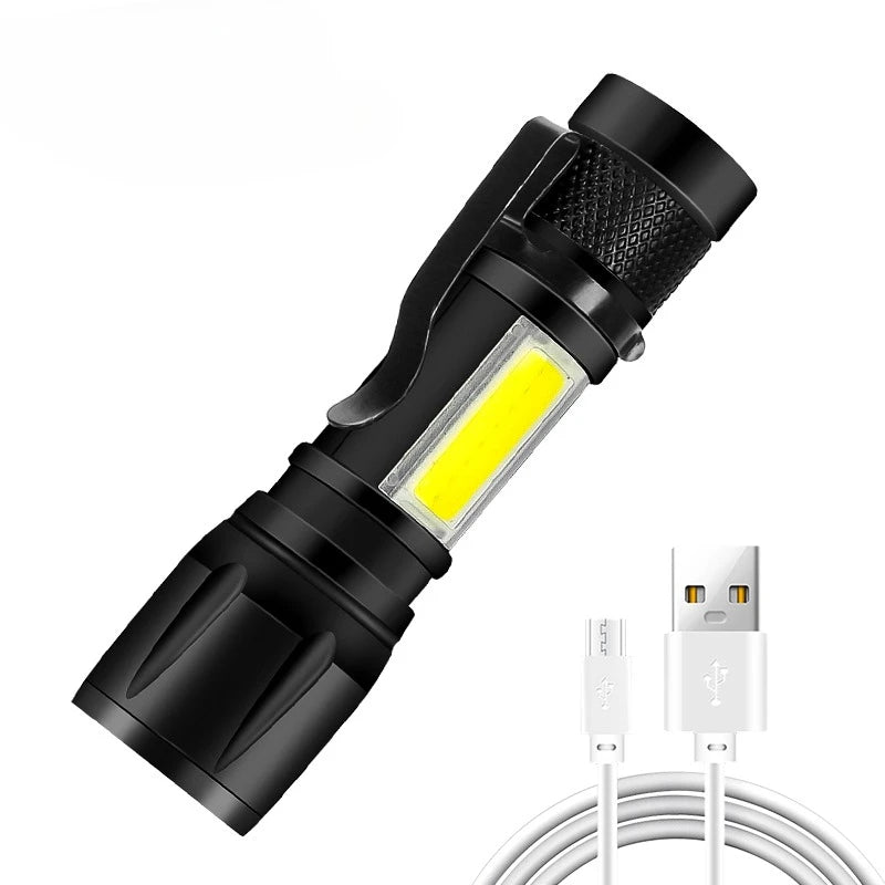 Rechargeable LED Flashlight Zoomable Torch with LCD Display 3 Modes Waterproof High Power Hand Light Outdoor Wilderness Camping