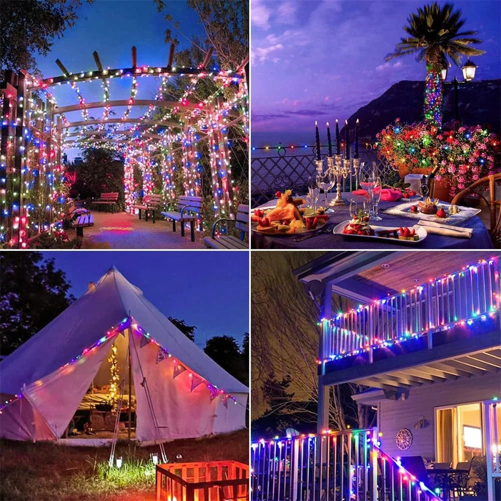 1pc 50/100/200/300LED Solar Fairy Lights Outdoor,8 Modes Copper Wire LED Light String,Holiday Party Garden Decoration Light