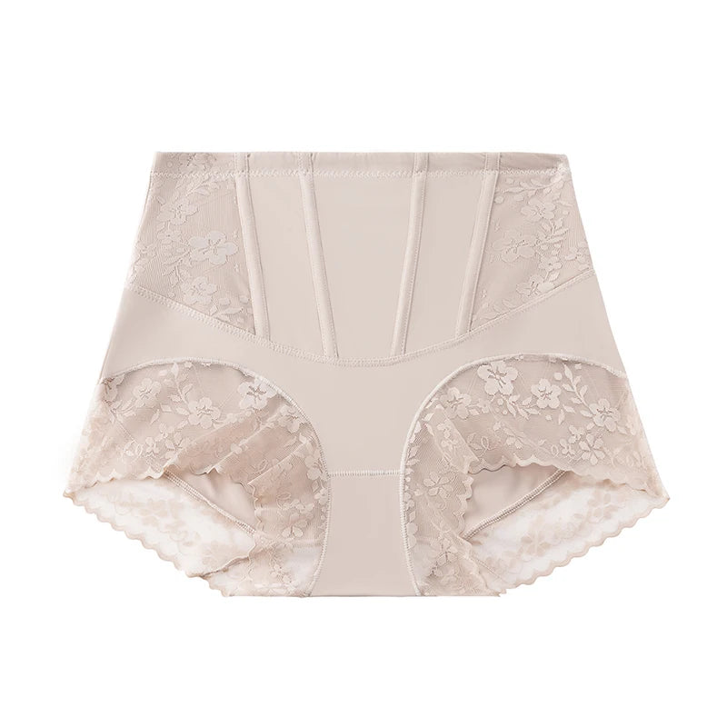 TrowBridge 2PCS Women's Shaper Panties High-Waist Lace Sexy Lingerie Abdominal Tightener Female Briefs Fishbone Waist Slimming