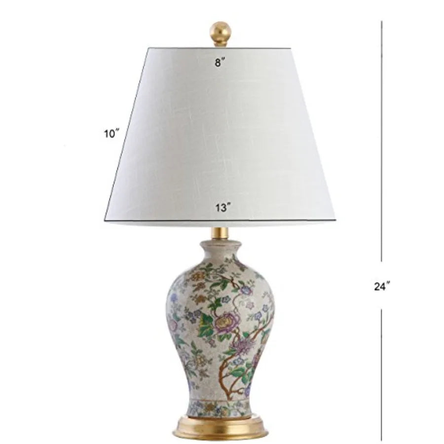 JYL3009A Grace 24" Floral LED Table Lamp Classic Cottage Bedside Desk Nightstand Lamp for Bedroom Living Room Office College Bo