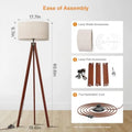 Wood Tripod Floor Lamp, Mid Century Standing Lamp, Modern Design Studying Light for Living Room, Bedroom, Study Room and Office