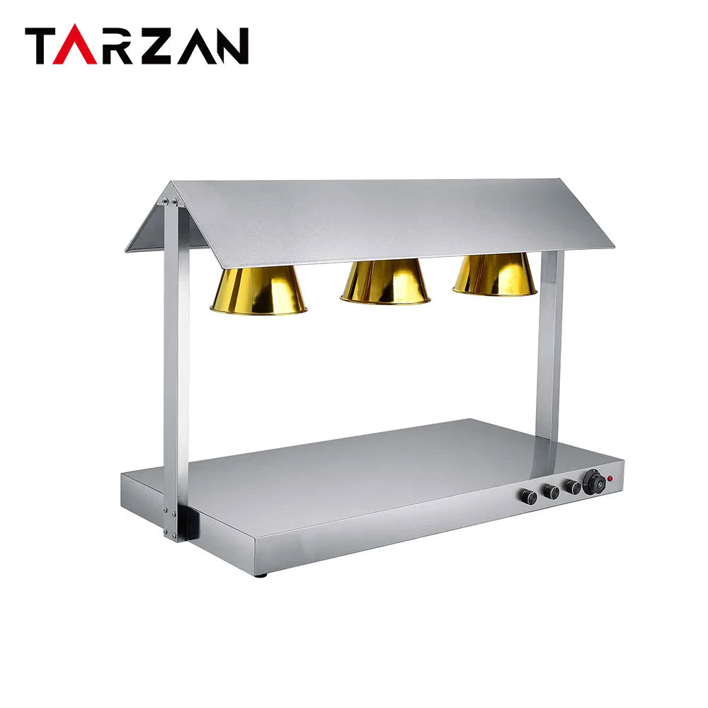 Electric Heat Lamp Food Warmer Commercial Warming Lamps Stainless Steel Buffet Food Warmer 2/3/4 Bulbs Head Carving Light
