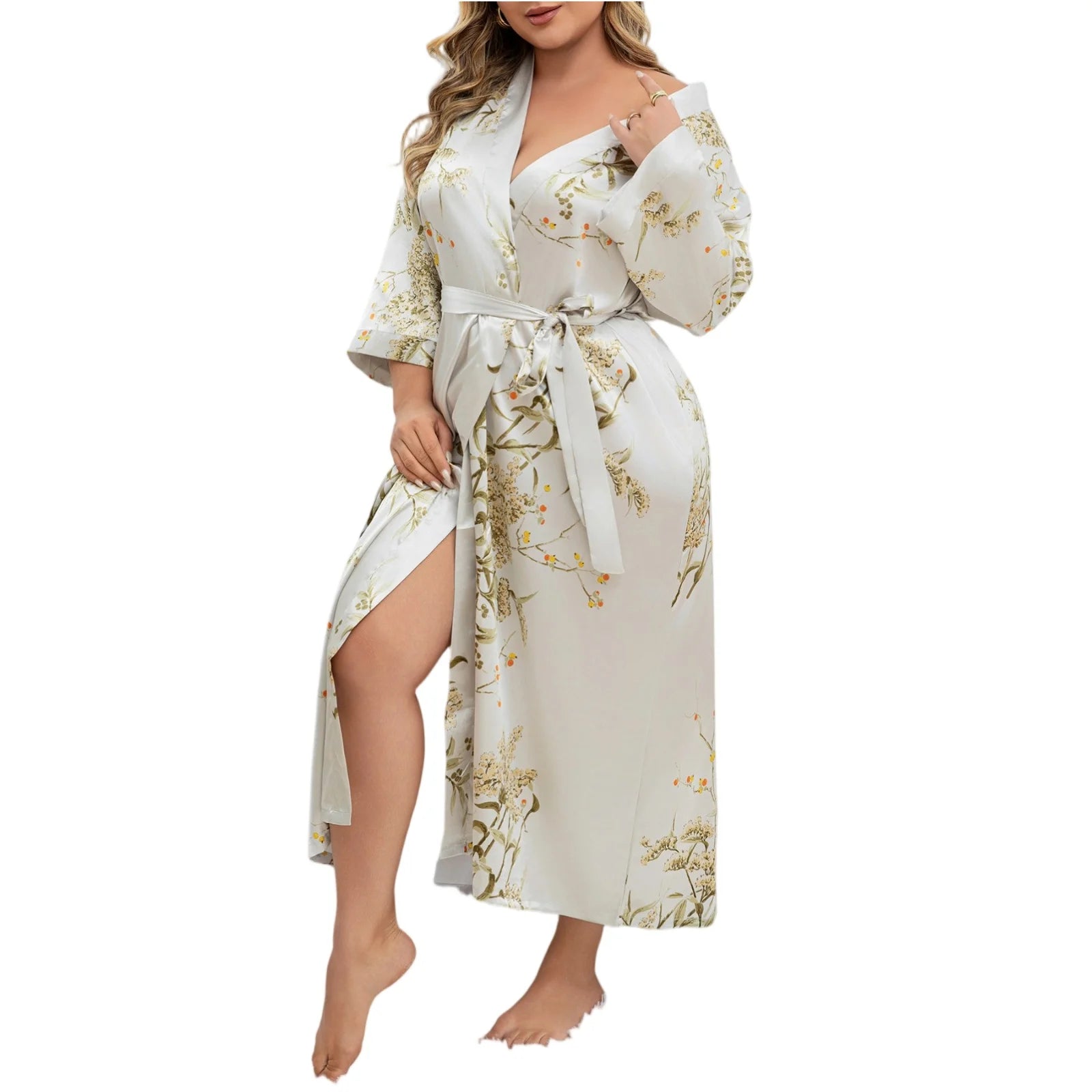 Ladies Oversized Floral Thin Skin-friendly Loungewear Summer Sexy Sleeping Robe Casual Soft and Comfortable Nightdress Homewear