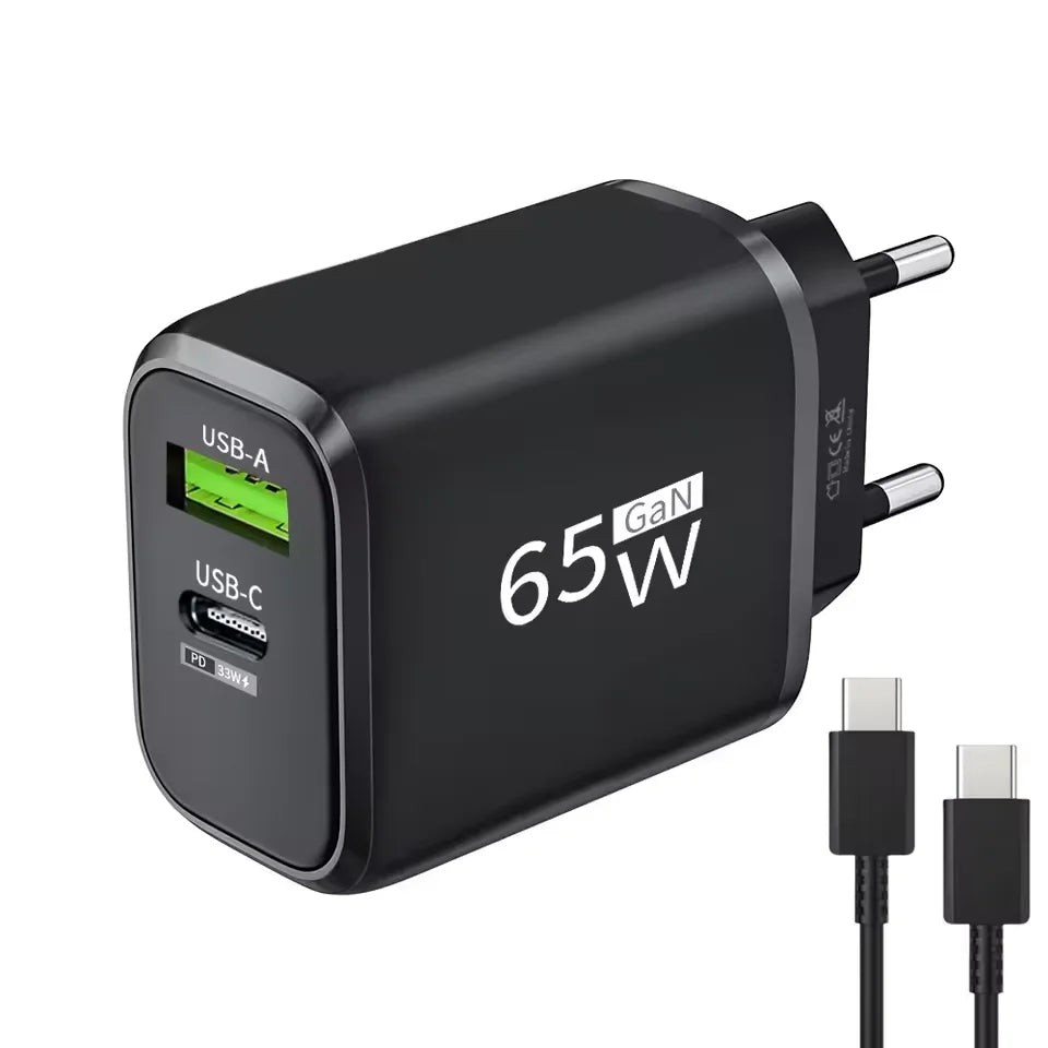 PD 65W GaN Type C USB Mobile Phone Charger Fast Charging Power Adapter For iPhone Samsung Hawei Xiaomi Quick Charge Wall Charger