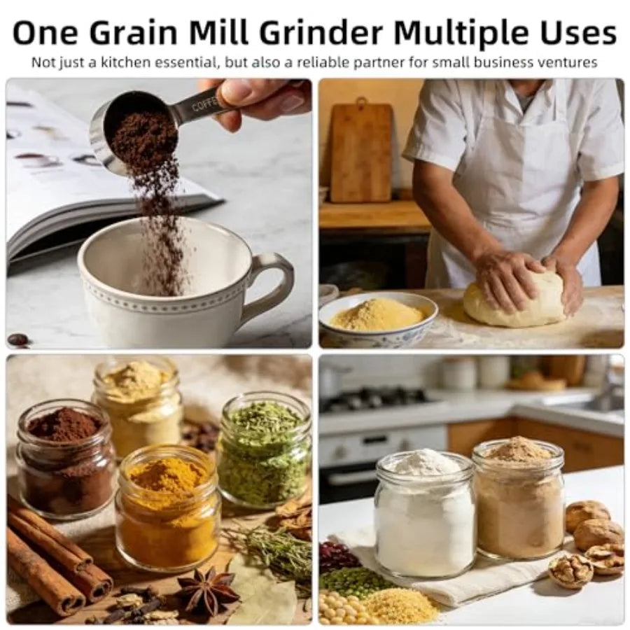 750g Grain Mill Grinder, 2000W High Speed Wheat Grinder for Making Flour, Stainless Steel Countertop Grain Mill Flour Suitable