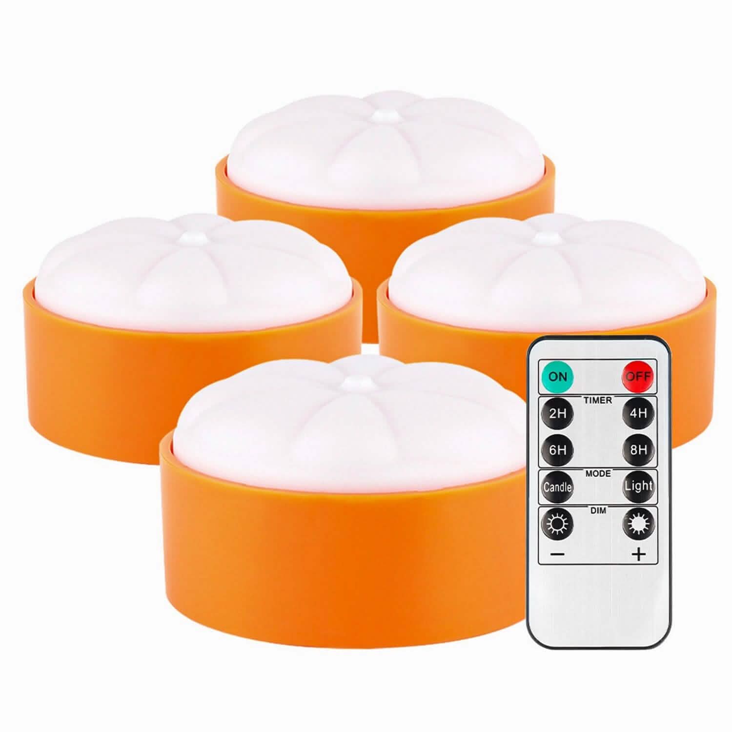 4-Pack: Halloween LED Pumpkin Lights Battery Operated with 2 Light Modes 4 Timer Setting