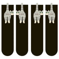 【N】 1/2 Pair Cartoon Cute Cat Balls Cotton Socks, Kawaii Lolita Knitting Middle Tube Socks with Cat Butt Print