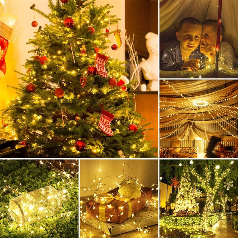 USB Led Fairy Lights Copper Wire String 20M 200LED Holiday Outdoor Lamp Garland For Christmas Tree Wedding Party Decoration