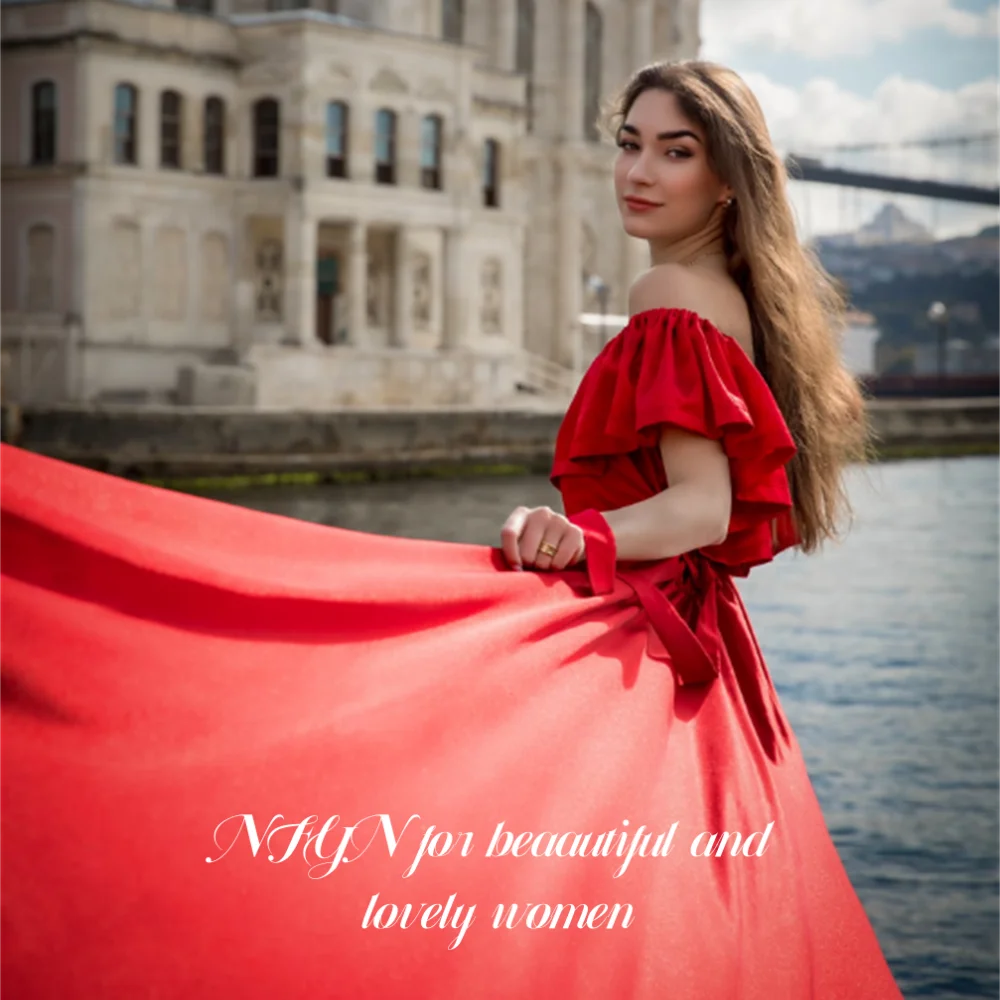 NFYN Simple Red Elegant Formal Gowns Satin Off the Shoulder Prom Dress A-Line with Pleated Evening Dress حزب فساتين Customized
