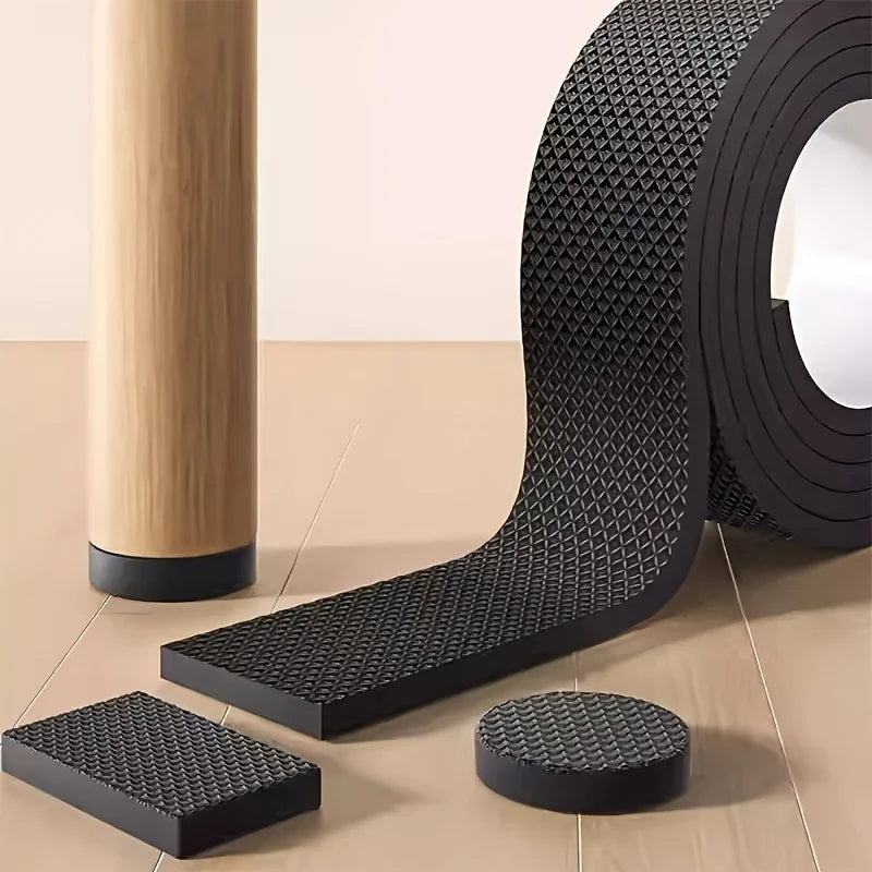 Black Chair Foot Pads 1 Roll - Thick Anti-Slip Noise Reducers | Wear-Resistant Furniture Protectors for Table/Chair Mute Pads