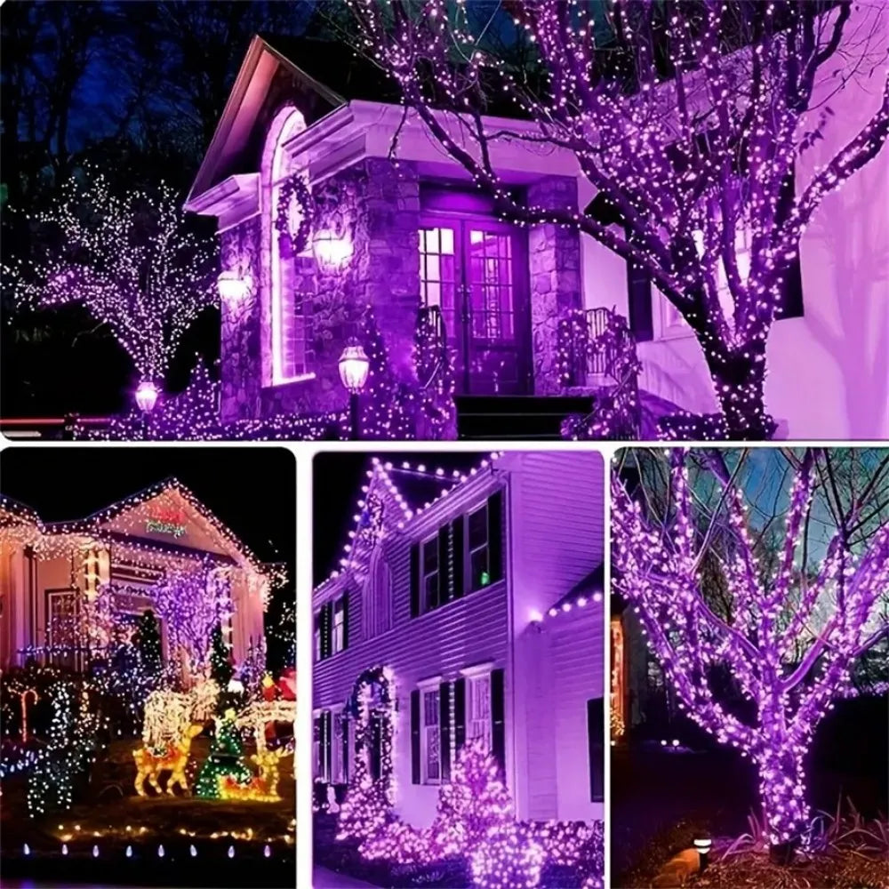 1pc 50/100/200/300LED Solar Fairy Lights Outdoor,8 Modes Copper Wire LED Light String,Holiday Party Garden Decoration Light
