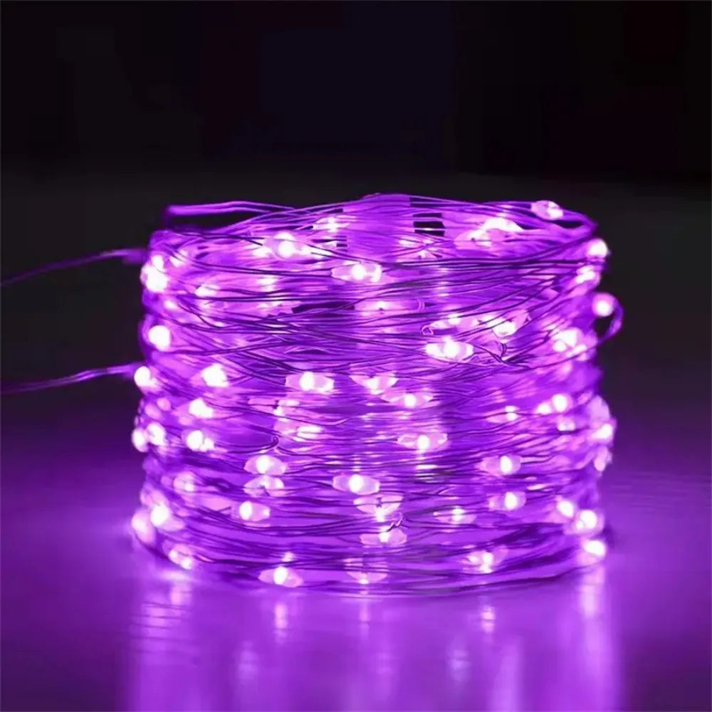 1pc 50/100/200/300LED Solar Fairy Lights Outdoor,8 Modes Copper Wire LED Light String,Holiday Party Garden Decoration Light