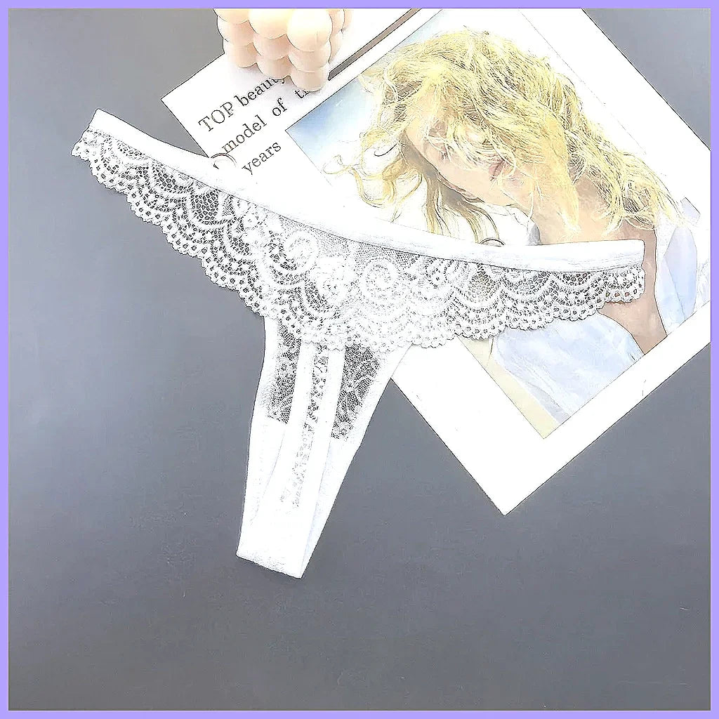 4Pcs Sexy Lace Thong Panties Women Low Rise Transparent Lingerie Set Plus Size